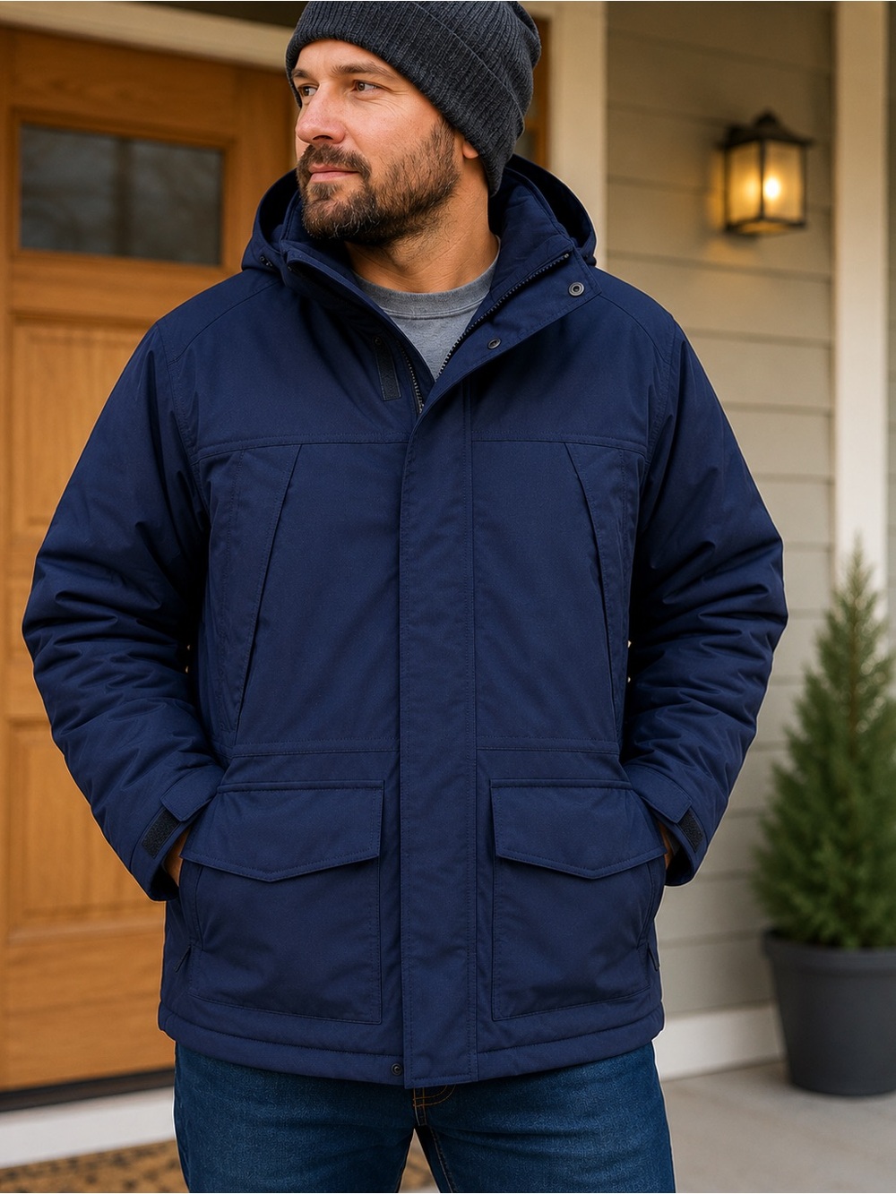 Eddie Bauer WeatherEdge Men’s Navy Waterproof Parka